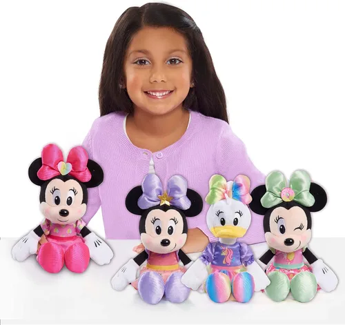 Miniatura 2 de Disney Junior Minnie Mouse - Puf de peluche pequeño de unicornio de 8 pulgadas, pato margarita en morado y arco iris, animal de peluche