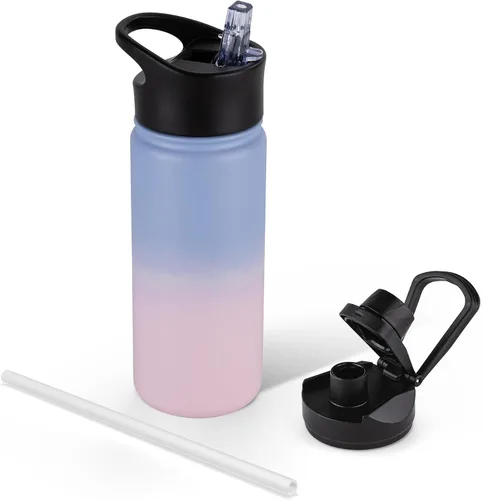 Miniatura 91 de Botella de agua aislada de 64 onzas con tapas de pajita y boquilla, jarra de agua de acero inoxidable de medio galón con mango de paracord, vacío