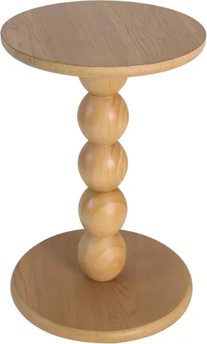 dwellington Pequeña mesa auxiliar redonda de madera con base de pedestal de bola apilada, mesita de noche decorativa de 12.4 x 17.32 pulgadas para