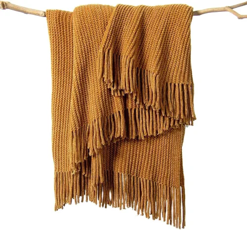 Miniatura 11 de lifein Manta de felpilla de 50 x 60 pulgadas, suave manta de punto bohemio para sofá, acogedora decoración de casa de campo, manta ligera para todas