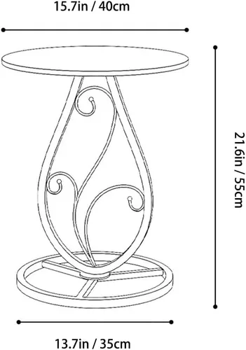 Miniatura 2 de Mesa auxiliar redonda bohemia para sala de estar, mesas auxiliares de escritorio de mármol natural con base floral de metal minimalista bohemio