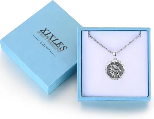 Miniatura 505 de Collar con colgante de plata de ley 925 con medalla de San Patrón, joyería religiosa para hombres y mujeres, con cadena de acero inoxidable 316L