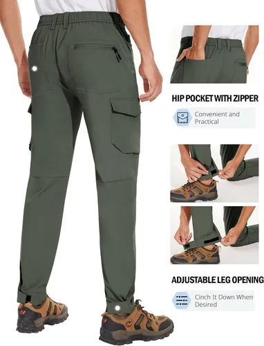 Miniatura 4 de PULI Pantalones de senderismo casuales para hombre, impermeables, ajustados, elásticos, ligeros, con bolsillos