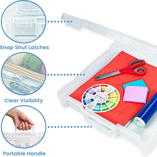 Miniatura 8 de ArtBin 6913ZZ Organizador portátil de arte y manualidades de 12 x 12 pulgadas con asa, paquete de 3, [3] cajas de almacenamiento de plástico