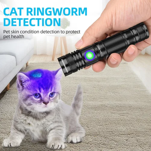Miniatura 4 de DARKBEAM Linterna UV 365nm Luz negra recargable USB, lámpara de Wood de mano ultravioleta luz negra LED portátil, detector de orina de mascotas