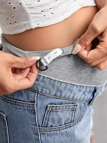 Miniatura 5 de Verdusa Pantalones cortos de mezclilla de maternidad para mujer, cintura alta, rasgados, dobladillo sin procesar, pantalones cortos de embarazo