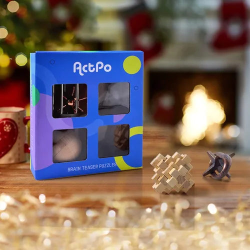 Miniatura 6 de 4 piezas de rompecabezas de madera y metal, regalo para niños y adultos, juguetes educativos de oficina, desbloqueo 3D, entrelazado, surtido