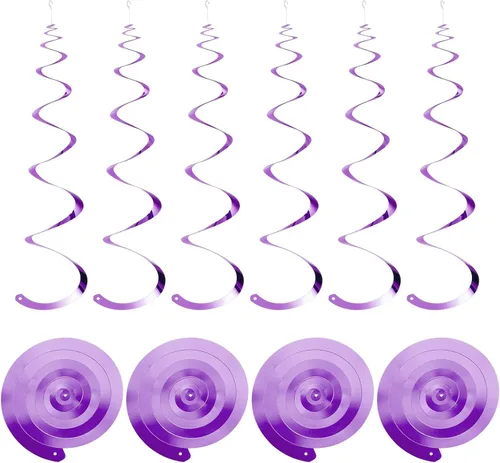 Miniatura 9 de MECCANIXITY 18 remolinos colgantes de fiesta negros de una sola tira para colgar decoraciones de 27.6 pulgadas, serpentinas colgantes de plástico