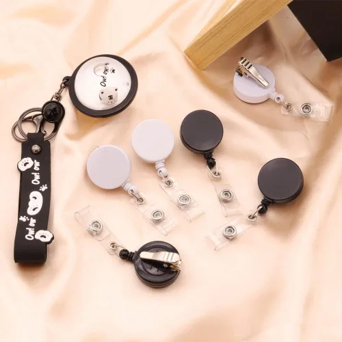 Miniatura 5 de Paquete de 12 carretes retráctiles para insignias, portatarjetas de estudiante, carretes retráctiles con clip de cocodrilo 12 piezas blanco
