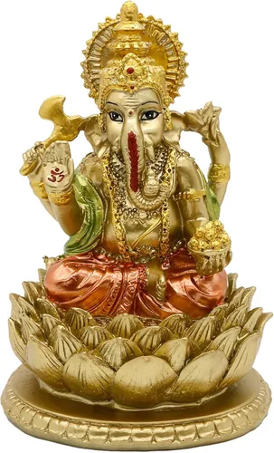 alikiki Estatua hindú del Señor de Dios Ganesha - Estatua de Dios de la India Ganesh Escultura de ídolo de Ganpati Templo Mandir Indio Artículos
