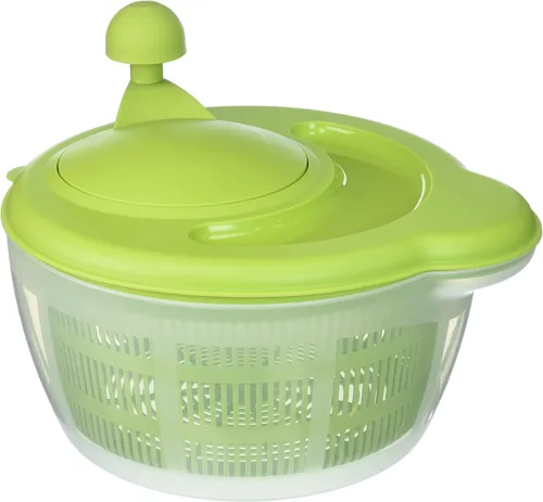 Miniatura 11 de Westmark Germany Centrifugador de ensaladas fácil de usar para secar las verduras y mejorar el sabor de los condimentos, de 10 pulgadas Green/Clear