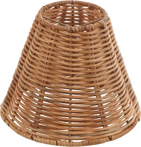 Miniatura 10 de Aspen Creative 51007, pantalla para lámpara de araña con clip, estilo imperio, de ratán natural, 7,6 cm de parte superior x 10,2 cm de parte Natural