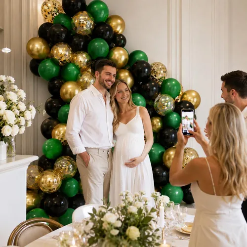 Miniatura 5 de Isndare Globos Negros, Dorados y Verdes para Decoraciones de Fiesta de Graduación 60 Piezas 30.5CM Globos Negros, Dorados y Verdes Metálicos Negro