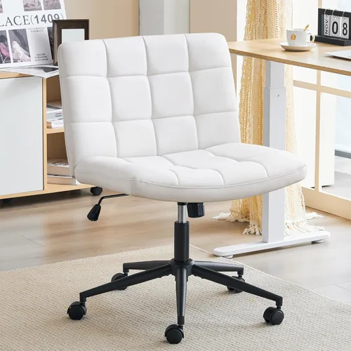 Miniatura 9 de Furnimart Silla de escritorio giratoria de 360° con cruz cruzada, cojín extra grueso, silla de felpilla de alta calidad con patas cruzadas