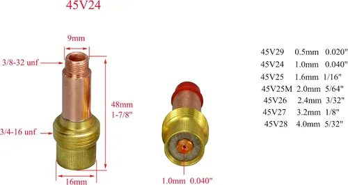 Miniatura 6 de RIVERWELD TIG Gas Lens Collets Cuerpos 45V Serie 10N Boquilla de alúmina de gran diámetro Tazas de cerámica 54N14 8#, 54N15 7#, 54N16 6#, 54N17 5#