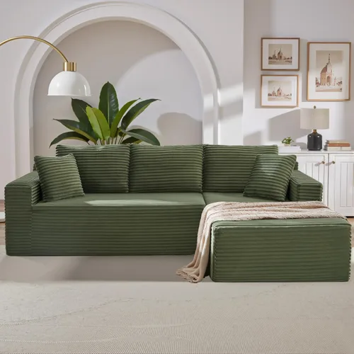 Miniatura 13 de Sofá seccional modular de 110", sofá seccional Cloud con asiento profundo, sofás tapizados sin huesos para sala de estar, sofá modular moderno