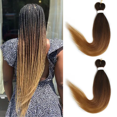 Miniatura 11 de Leeven 26 pulgadas, 2 paquetes de cabello trenzado color lila claro preestirado, cabello trenzado lavanda preestirado, extensiones de cabello