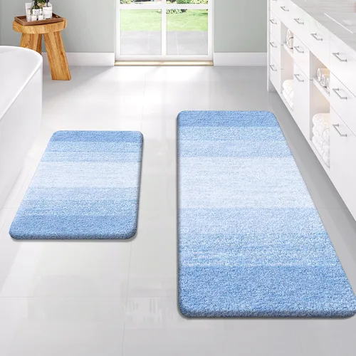 Miniatura 92 de OLANLY Juego de 2 alfombras de baño de microfibra suave y absorbente, antideslizantes, se pueden lavar y secar a máquina, alfombras de baño peludas