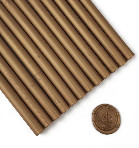 Seal - 12 varillas de cera para sellar cera, ideales para tarjetas, sobres, envoltura de regalos, invitaciones de boda (bronce)
