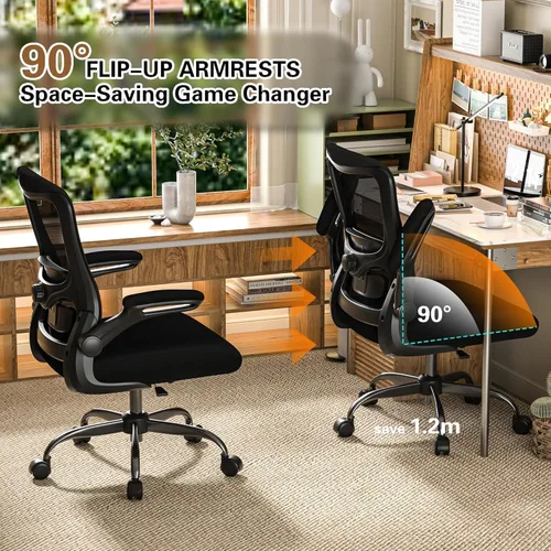 Miniatura 6 de Silla de oficina ergonómica, silla de escritorio con respaldo alto y soporte lumbar ajustable, respaldo de malla transpirable, capacidad de 330