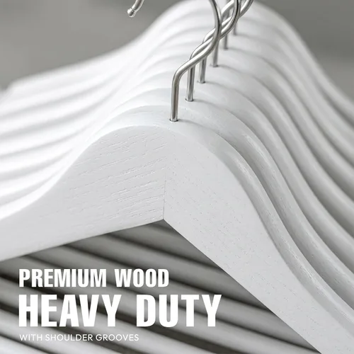 Miniatura 3 de Utopia Home Perchas de Madera Premium Paquete de 30 - Percha para Abrigos Duradera y Delgada - Perchas para Trajes con Gancho Giratorio de 360 Blanco