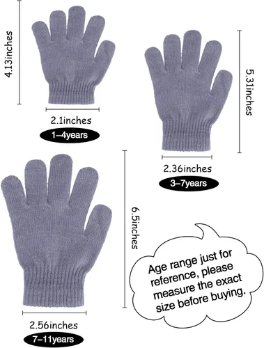 Miniatura 22 de Boao 6 pares de guantes para niños, dedos completos, guantes de punto para niños pequeños, guantes cálidos de invierno para niños y niñas