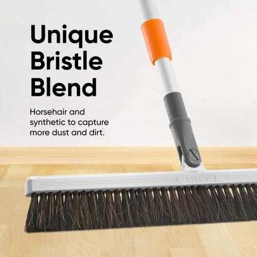 Miniatura 3 de Escoba vertical de pelo de caballo – Barredora de cocina giratoria de 18 pulgadas con cerdas suaves para pelo de perro, suelos de madera dura y Crin