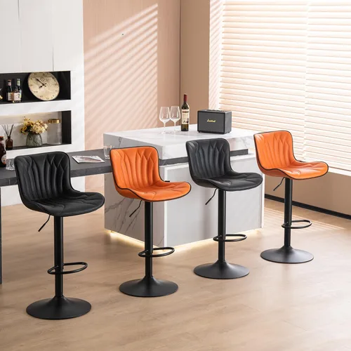 Miniatura 2 de YOUNIKE Juego de 2 taburetes de bar marrones modernos giratorios de altura de mostrador con respaldo alto ajustable para cocina, taburetes de bar