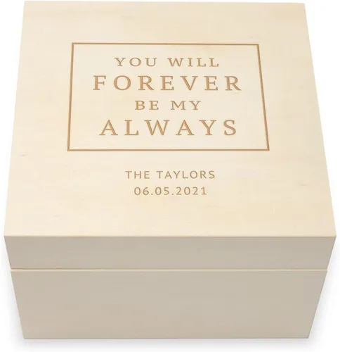 Miniatura 12 de WEDDINGSTAR Caja de regalo de recuerdo de madera grabada personalizada con tapa extraíble - fuente de bloque