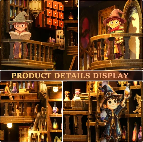 Miniatura 4 de SUNNINO Kit de Rincón de Libros - Kit de Casa en Miniatura DIY Rompecabezas 3D de Madera Casa de Muñecas Kits de Rincón de Libros para Adultos