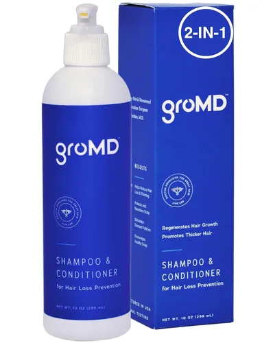 Miniatura 2 de GroMD Folículo activador en aerosol y champú estimulante del crecimiento del cabello y acondicionador – Biotina, aceite de argán, péptidos de cobre