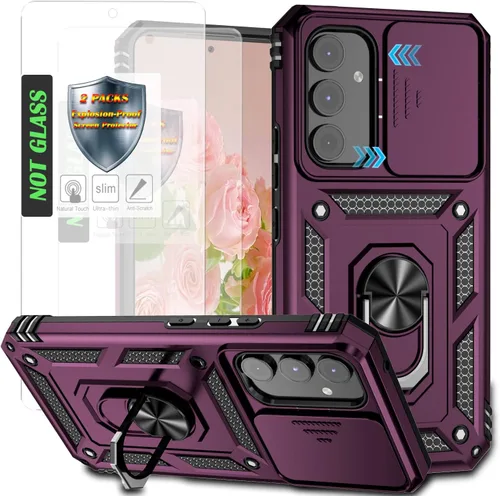 Miniatura 27 de Funda para Galaxy A26 con cubierta para lente de cámara, protector de pantalla HD, protección contra caídas de grado militar, soporte de anillo