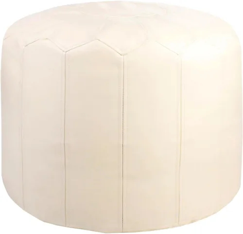 Miniatura 7 de Reposapiés redondo de piel sintética con estilo, solución de almacenamiento para muebles de sala de estar. Diseño inspirado en Marruecos y costuras