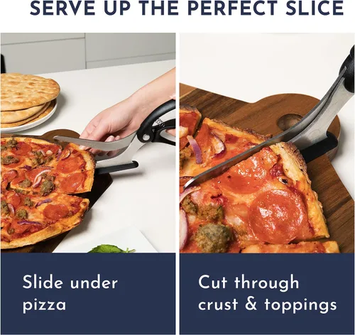 Miniatura 2 de Tijeras de pizza – Tijeras antiadherentes para pizza con base de agarre firme – Cortador de pizza de acero inoxidable de grado alimenticio