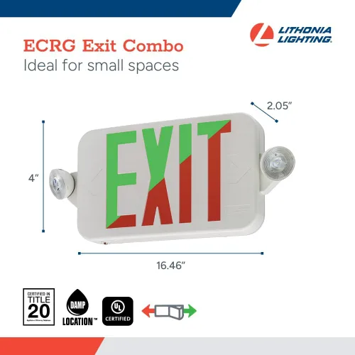 Miniatura 4 de Lithonia Lighting Basics - Señal de salida LED / luz de emergencia, señal de salida conmutable rojo/verde y luces de emergencia para negocios