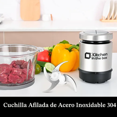 Miniatura 7 de Kitchen in the box Mini procesador de alimentos, picadora eléctrica de carne y picadora de alimentos con potente picadora de verduras de 400W - Un