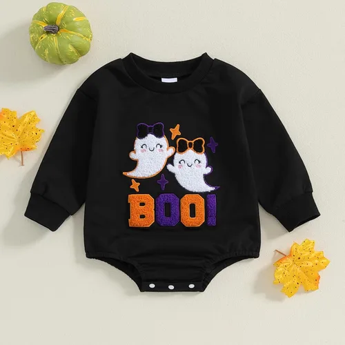 Miniatura 6 de FYBITBO Traje de Halloween para recién nacido, niña y niño, espeluznante temporada, mameluco con burbujas para otoño, Halloween, ropa de bebé