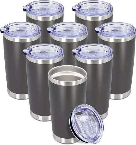 Miniatura 40 de Vaso de viaje de café de 20 onzas a granel con tapa, acero inoxidable de doble pared aislada al vacío, tazas con recubrimiento en polvo, para Rosa