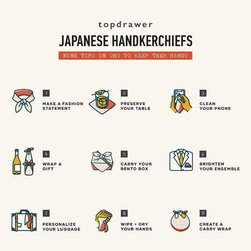 Miniatura 9 de Topdrawer - Pañuelo japonés, bolsillo cuadrado, 100% algodón, fabricado en Japón