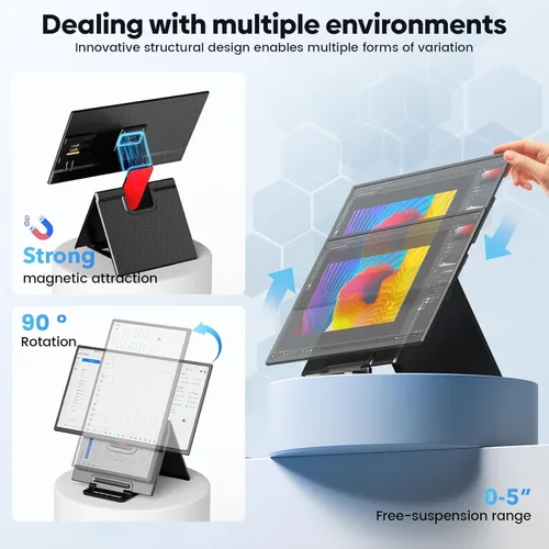 Miniatura 11 de Monitor portátil grande de 24 pulgadas, extensor de pantalla para laptop, 1080P FHD 100HZ IPS, monitor de viaje para trabajo en casa, pantalla