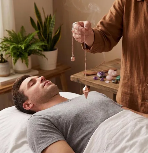 Miniatura 7 de Péndulo de cono de cobre de 12 facetas para curación de Reiki, radiestesia y equilibrio de chakras, herramienta de adivinación y meditación