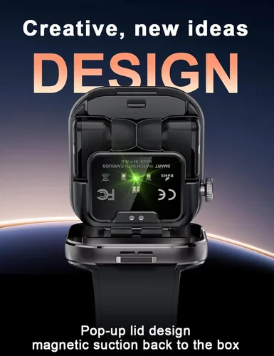 Miniatura 3 de ZJX Reloj inteligente con auriculares, pantalla HD de 2.02 pulgadas, reloj de fitness para tomar/marcar, reloj inteligente 2 en 1 con auriculares