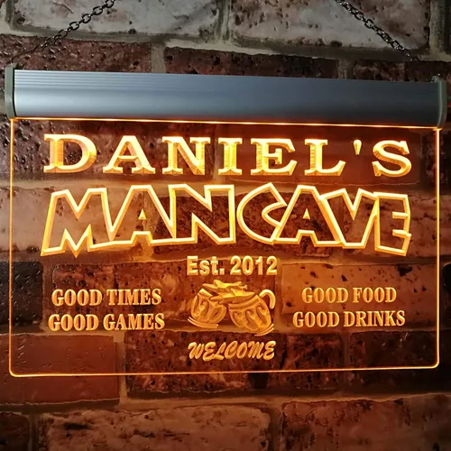 Miniatura 15 de ADVPRO - Cartel de neón para nombre y fecha personalizados, bar para hombres «Daniel´s», st4-x0012-tm Rojo
