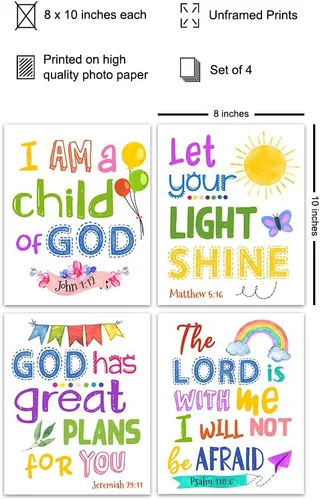Miniatura 2 de Arte de pared con versículo bíblico, arte de pared de las Escrituras, obra de arte cristiana para niños, dormitorio de niñas, regalos religiosos