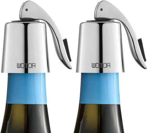 WOTOR Tapones para botellas de vino de acero inoxidable con silicona, reutilizable, protector de vino y sellador decorativo de botellas, a prueba de
