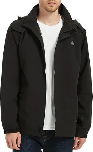 Miniatura 3 de MOERDENG Chaqueta impermeable para hombre, ligera, con capucha, para senderismo, cortavientos softshell