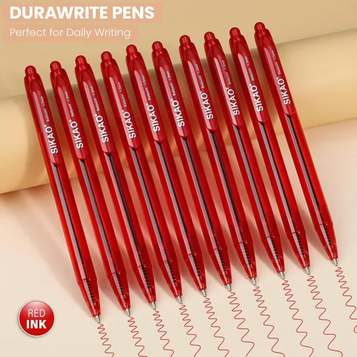 Miniatura 2 de Bolígrafos rojos a granel, paquete de 30 bolígrafos retráctiles, punta media de 0.039 pulgadas, bolígrafos de tinta roja a granel para profesores