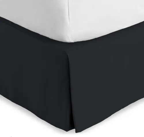 Miniatura 11 de Bare Home Falda de cama California King con caída de 15 pulgadas, diseño fácil de ajustar, para camas California King, con pliegues centrales