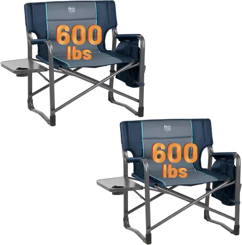 Miniatura 10 de Timber Ridge Sillas de director XXL mejoradas de gran tamaño con mesa auxiliar plegable, bolsillo lateral desmontable, silla de campamento plegable