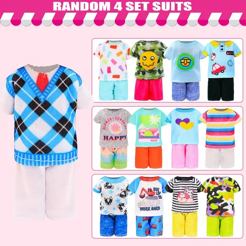 Miniatura 3 de 22 piezas de ropa y accesorios para muñecas mini de 5 pulgadas, incluyendo 4 juegos de vestidos de moda, 4 tops y pantalones casuales, 4 trajes